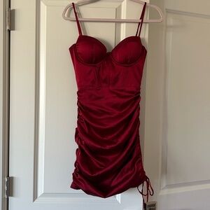 Oh Polly Red Satin Dress